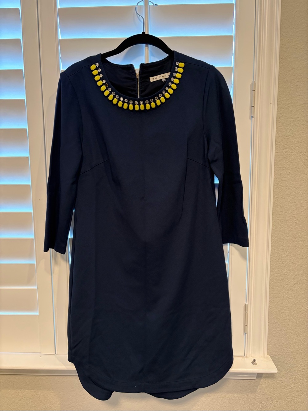 Trina Turk Navy Dress with Gold Hardware Accent